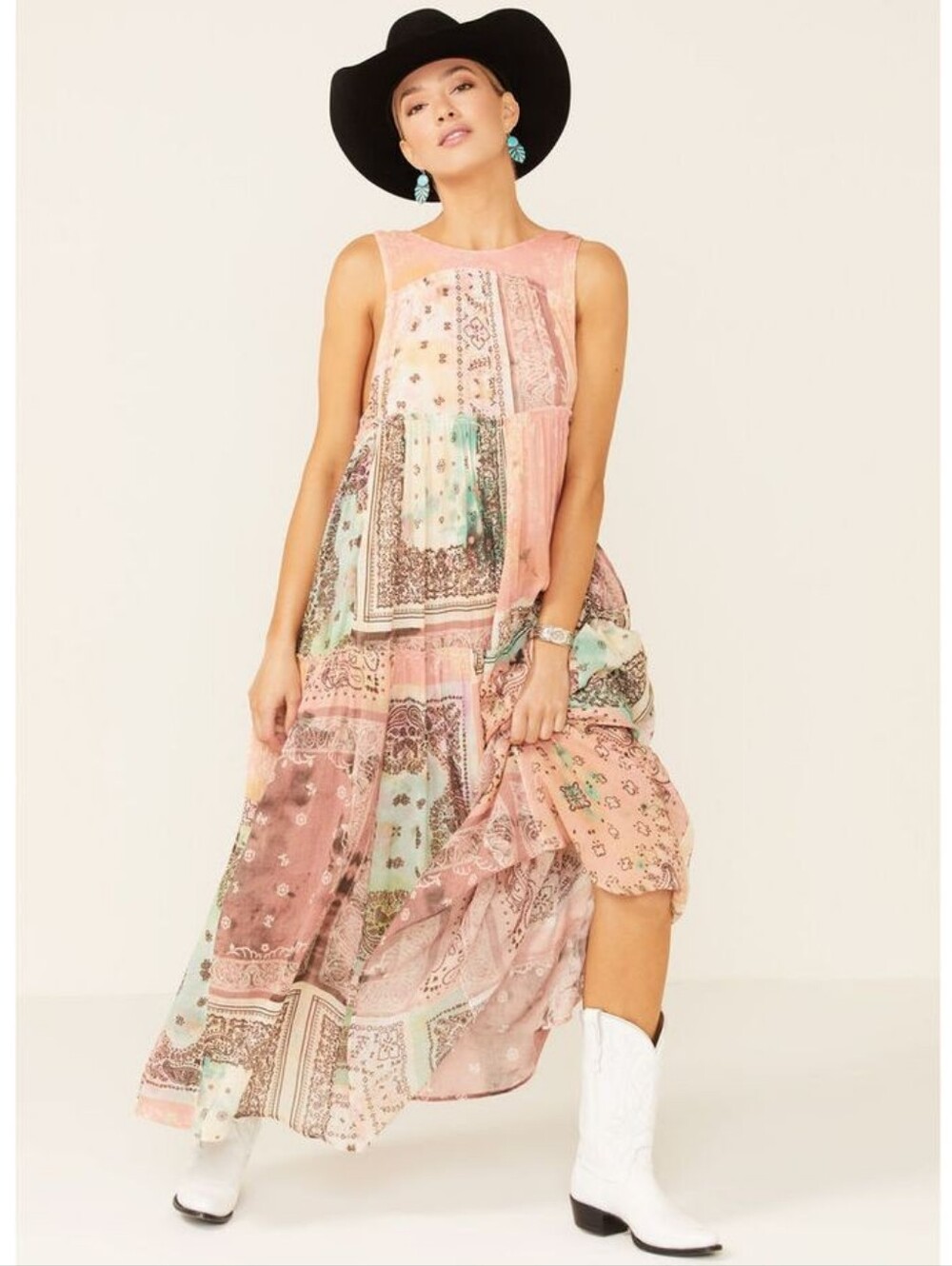 Free People Bandana Rama Patchwork Maxi Dress